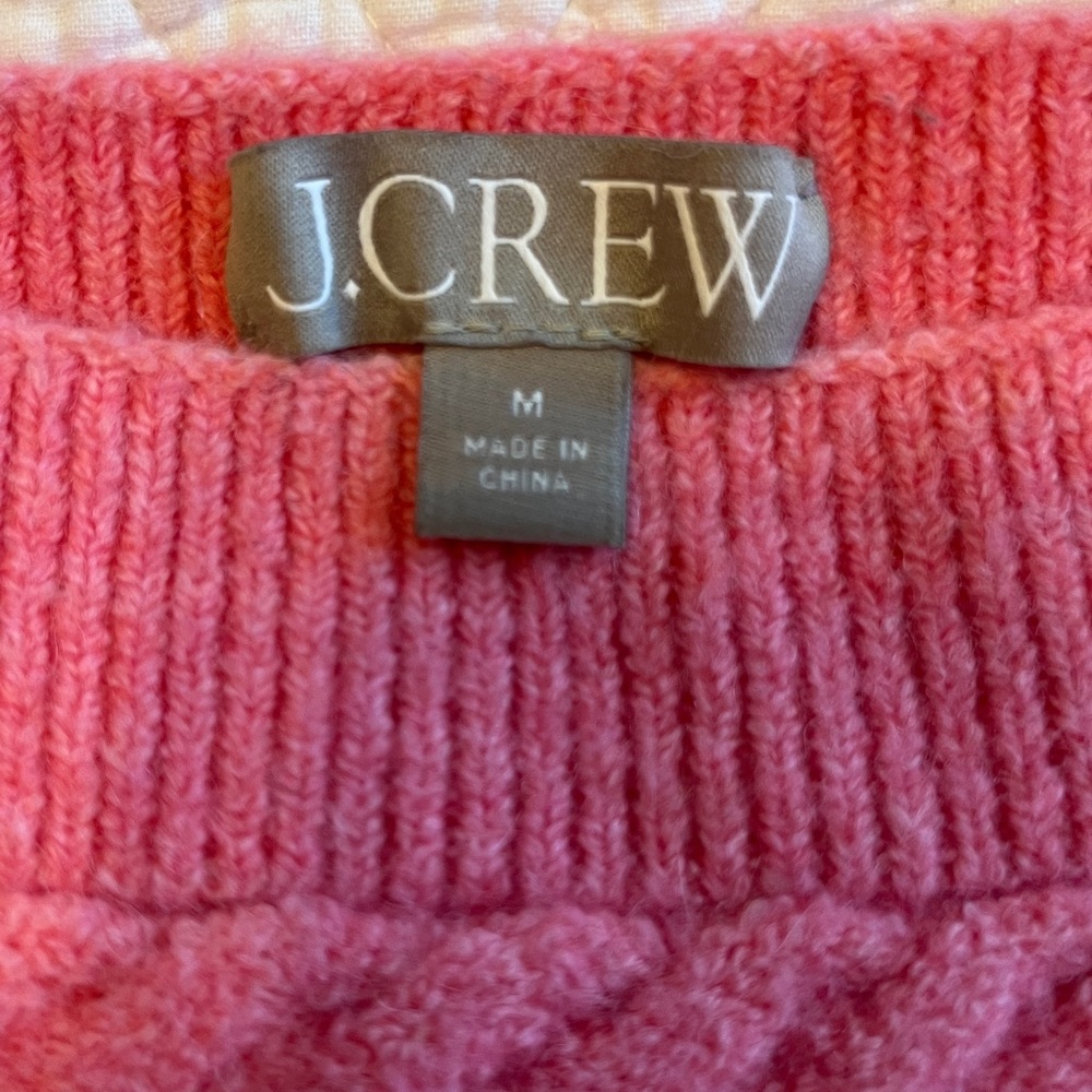 J Crew Supersoft Cropped Cable Knit Sweater Cardigan Tank Set Wool Pink Medium - Picture 5 of 16
